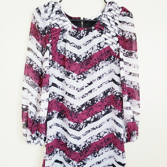 Love Fire Purple and Black Striped Longsleve Short Mini Dress XS - Picture 1 of 6